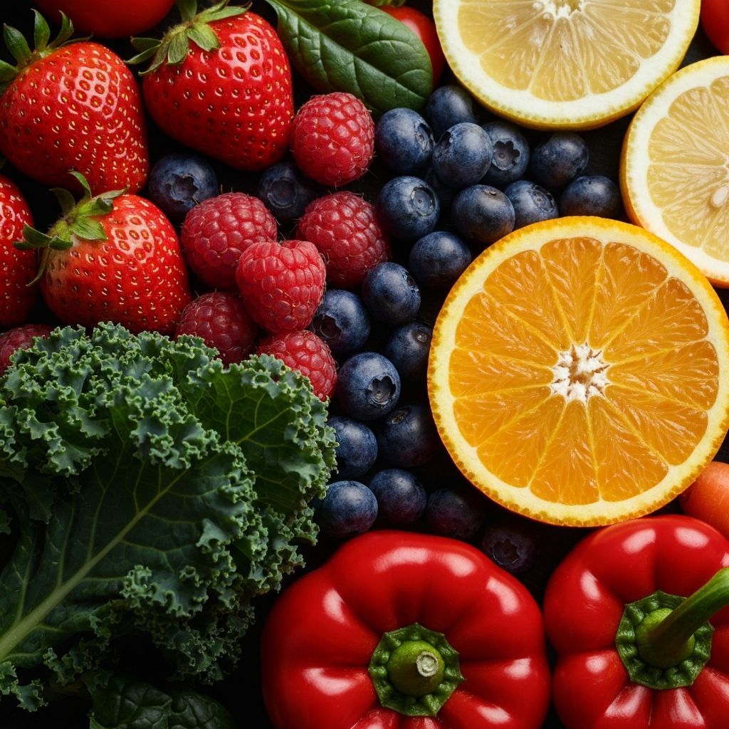 Berbagai buah beri dan sayuran segar berwarna-warni